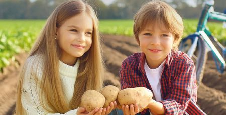 Kinder mit Kartoffeln Familienentdeckertour Bramsche 2025